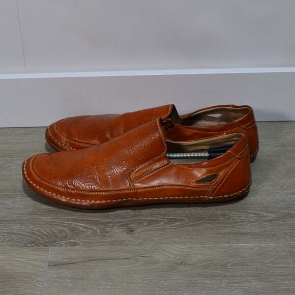 Stacy Adams Men's Brown Tooled Napa Rust Paisley Embroidered Leather Loafer 11M - Picture 3 of 10